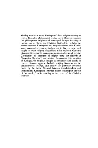 Kierkegaard as Religious Thinker