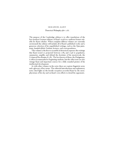 Theoretical Philosophy after 1781