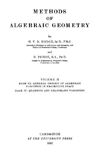 Methods of Algebraic Geometry: Volume 2