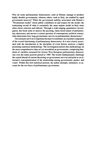 Government Survival in Parliamentary Democracies