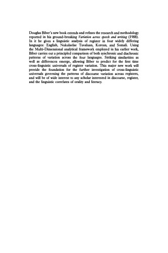 Dimensions of Register Variation: A Cross-Linguistic Comparison