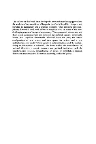 Institutional Design in Post-Communist Societies: Rebuilding the Ship at Sea (Theories of Institutional Design)