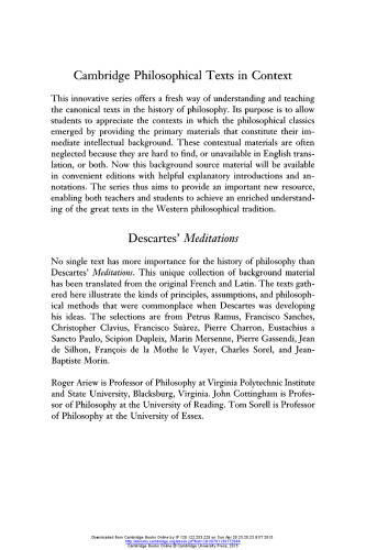 Descartes' Meditations: Background Source Materials