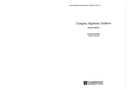 Complex Algebraic Surfaces