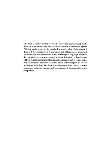 Syntax: Structure, Meaning, and Function