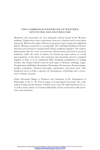 The Cambridge Handbook of Western Mysticism and Esotericism