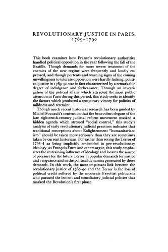 Revolutionary Justice in Paris, 1789-1790