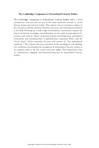 The Cambridge Companion to Postcolonial Literary Studies