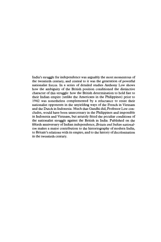 Britain and Indian Nationalism: The Imprint of Amibiguity 1929-1942