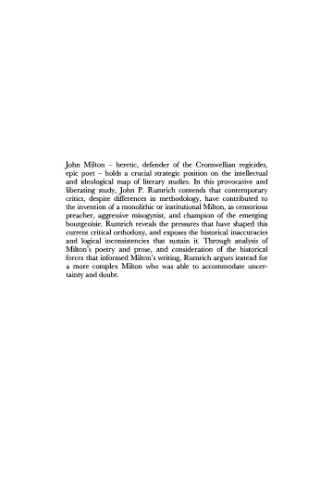 Milton Unbound: Controversy and Reinterpretation