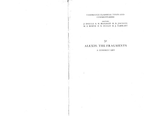 Alexis: The Fragments: A Commentary
