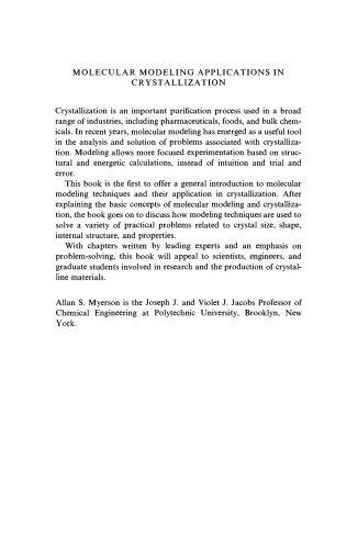 Molecular Modeling Applications in Crystallization