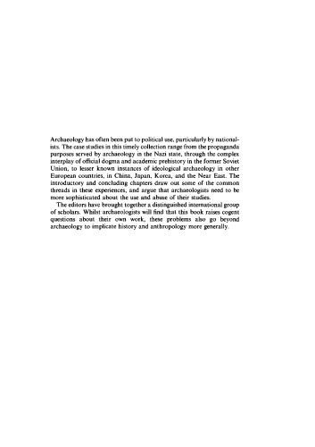 Nationalism, Politics and the Practice of Archaeology