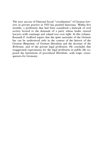 From General Estate to Special Interest: German Lawyers 1878-1933