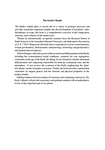 The Earth's Mantle: Composition, Structure, and Evolution