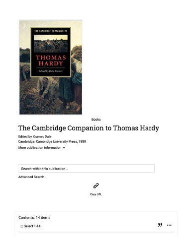 The Cambridge Companion to Thomas Hardy