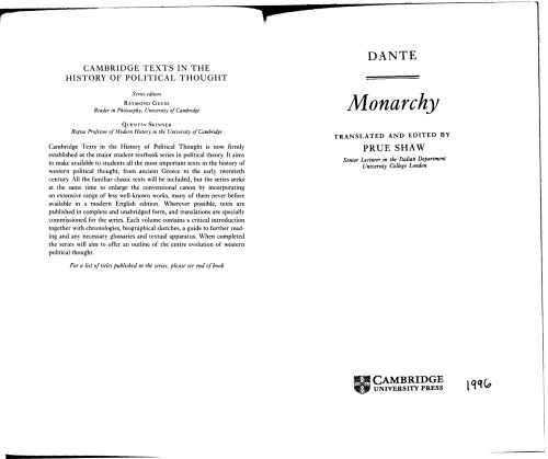 Dante: Monarchy