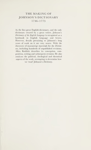 The Making of Johnson's Dictionary 1746-1773