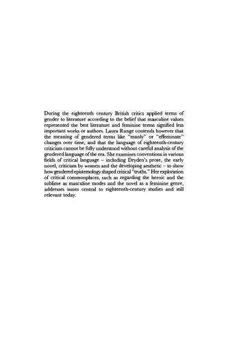 Gender and Language in British Literary Criticism, 1660-1790