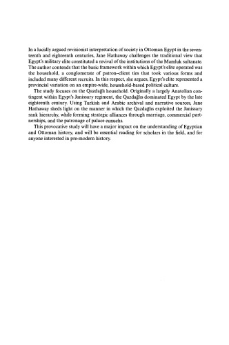 The Politics of Households in Ottoman Egypt: The Rise of the Qazdağlis