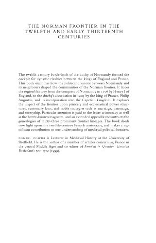 The Norman Frontier in the Twelfth and Early Thirteenth Centuries