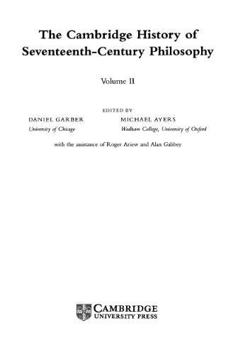 The Cambridge History of Seventeenth-Century Philosophy: Volume 2