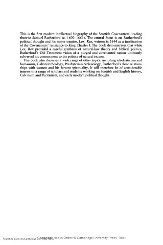 Politics, Religion and the British Revolutions. The Mind of Samuel Rutherford