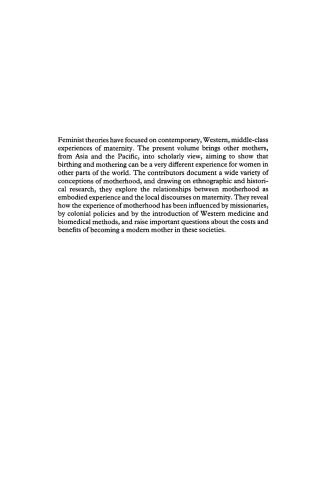 Maternities and Modernities: Colonial and Postcolonial Experiences in Asia and the Pacific