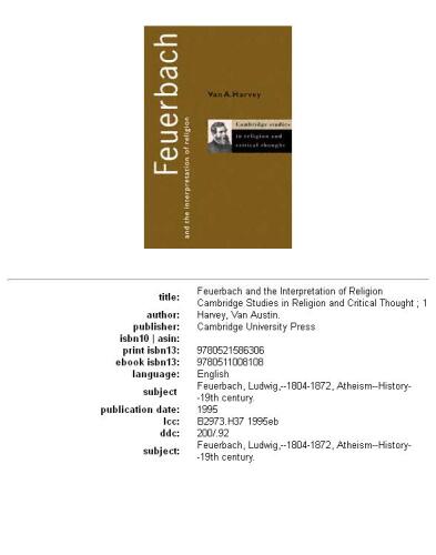 Feuerbach and the Interpretation of Religion