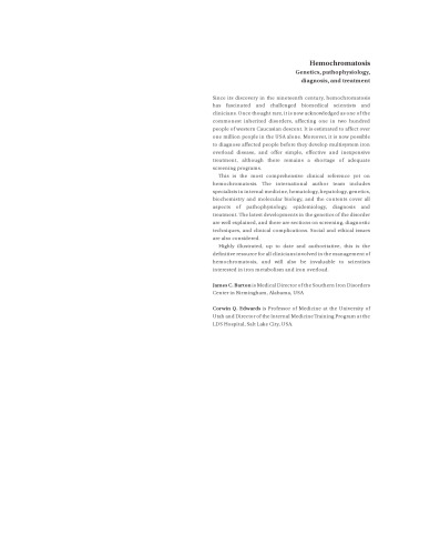Hemochromatosis: Genetics, Pathophysiology, Diagnosis and Treatment