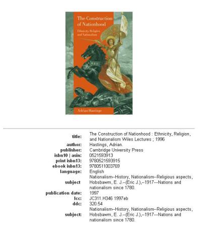 The construction of nationhood: ethnicity, religion, and nationalism