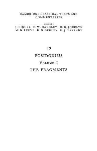 Posidonius. Volume 1: The fragments