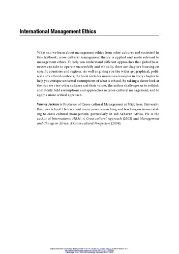 International Management Ethics: A Critical, Cross-Cultural Perspective