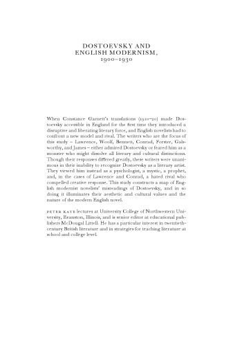 Dostoevsky and English modernism, 1900-1930
