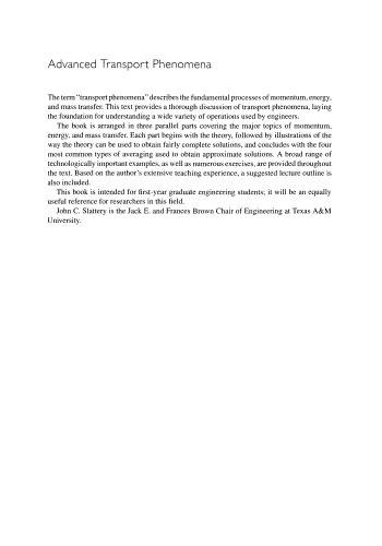 Advanced transport phenomena