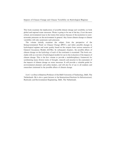 Impacts of Climate Change and Climate Variability on Hydrological Regimes (International Hydrology Series)