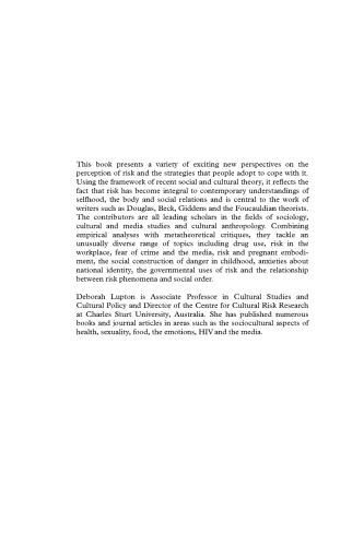 Risk and Sociocultural Theory: New Directions and Perspectives