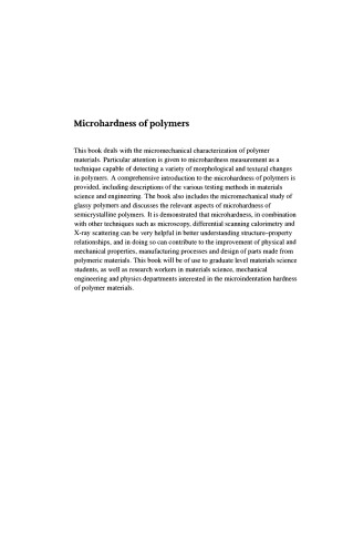 Microhardness of Polymers (Cambridge Solid State Science Series)