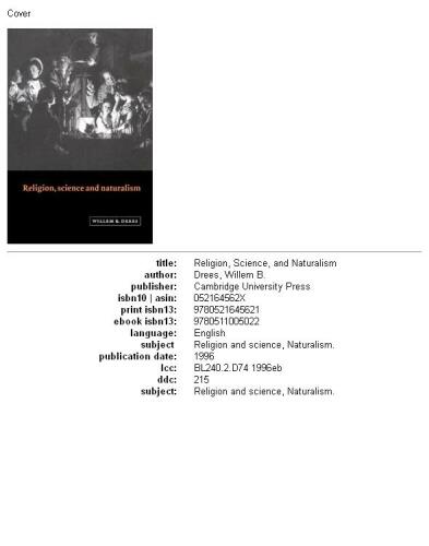 Religion, Science and Naturalism