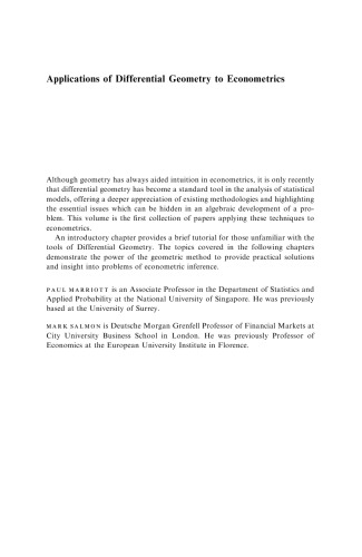 Applications of Differential Geometry to Econometrics