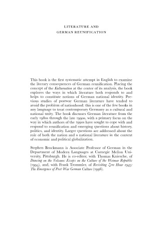 Literature and German Reunification