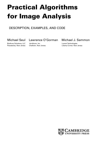 Practical algorithms for image analysis: description, examples, and code