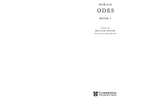 Horace: Odes Book I