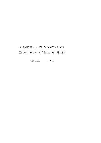 Quantum electrodynamics (Gribov's lectures on theoretical physics)