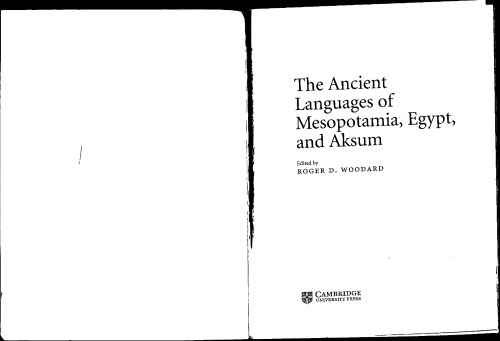 The Ancient Languages of Mesopotamia, Egypt and Aksum