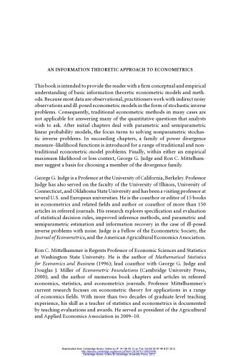 An Information Theoretic Approach to Econometrics Paperback
