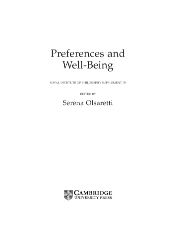 Preferences and Well-Being