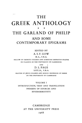 The Garland of Philip and Some Contemporary Epigrams