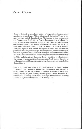 Ocean of Letters: Language and Creolization in an Indian Ocean Diaspora