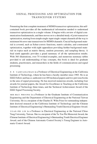 Signal Processing and Optimization for Transceiver Systems